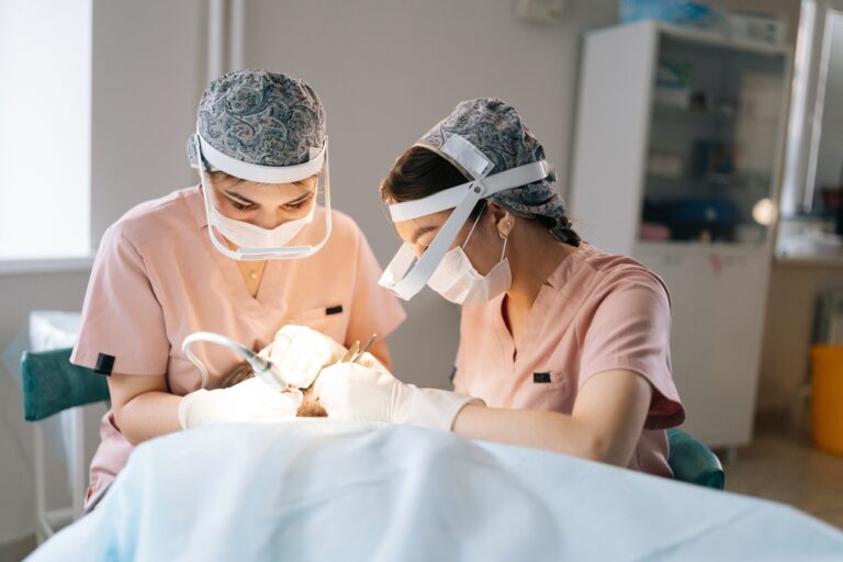man undergoing a cosmetic procedure for hair loss