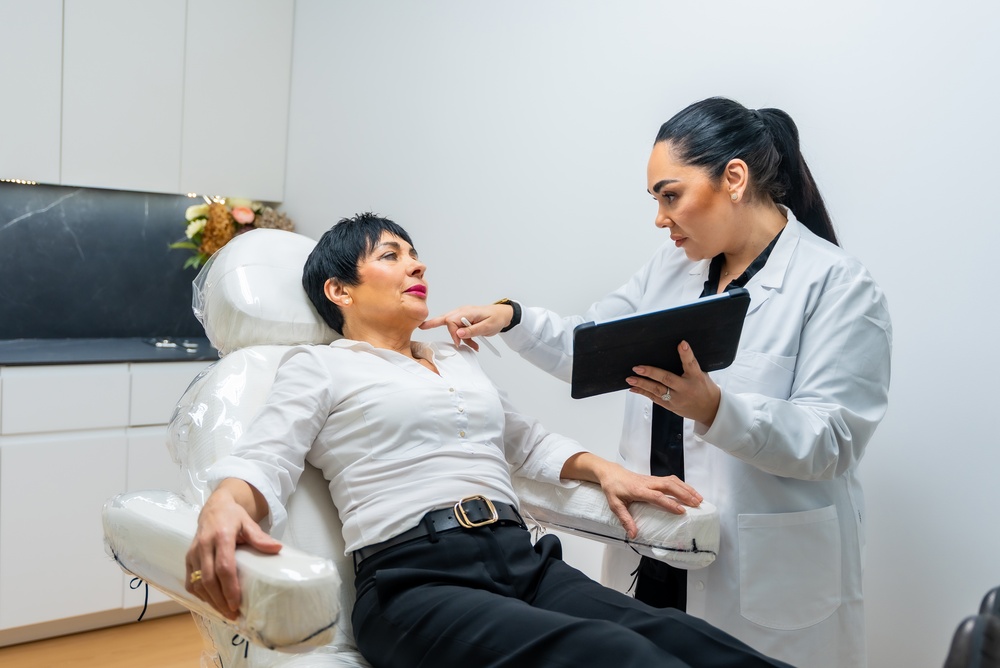 woman looking to address facial aging changes