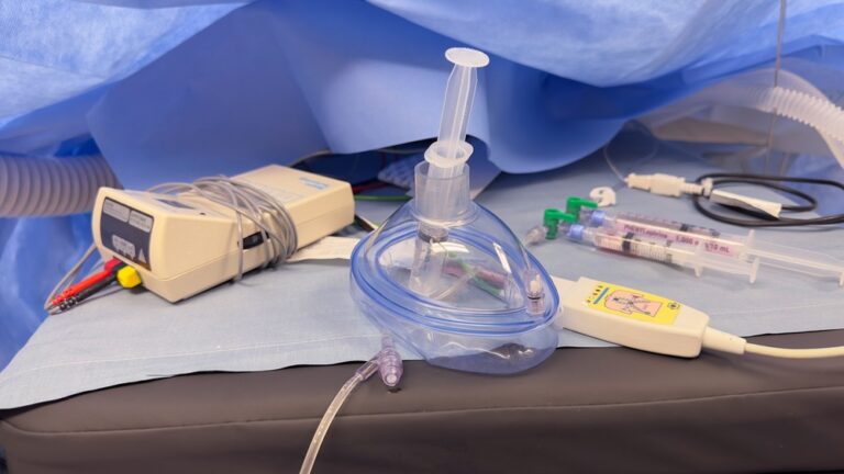 IV sedation and general anesthesia equipment on display