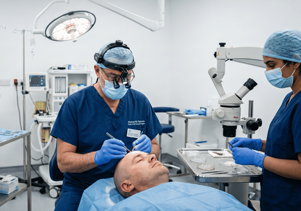 DC hair transplant surgeon at work